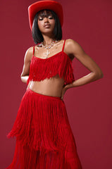 OH SO FRINGE TOP IN RED