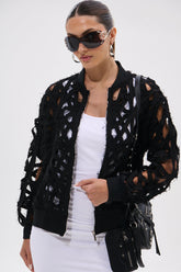 IONA CUTOUT DENIM BOMBER