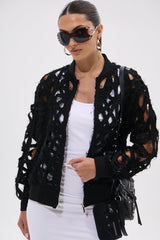 IONA CUTOUT DENIM BOMBER