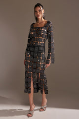 ONLY ONE OF ME RHINESTONE MIDI DRESS