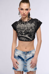 ACDC OPEN TIE BACK CROPPED T SHIRT