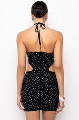 ADDICTED TO THIS RHINESTONE MINI DRESS WITH CUT OUT
