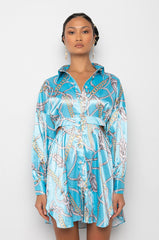 ADDICTED TO YOU FIT AND FLARE BUTTON UP MINI DRESS