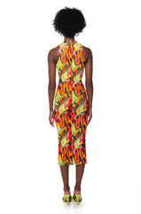 ADRIANNA SLEEVELESS MIDI CUTOUT DRESS