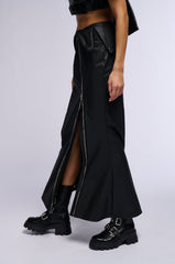 AFTER HOURS FRONT ZIP FAUX LEATHER MAXI SKIRT