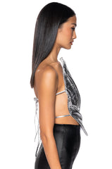 ALIEN SUPERSTAR DRAMATIC METALLIC HALTER TOP