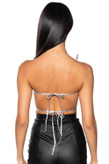 ALIEN SUPERSTAR DRAMATIC METALLIC HALTER TOP