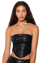 ALIYAH FAUX LEATHER PATCH TUBE TOP