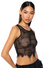 ALL EYES ON ME FLOCKED MESH TANK