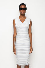 ALL I WANT RUCHED MIDI DRESS