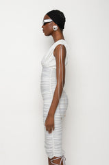 ALL I WANT RUCHED MIDI DRESS