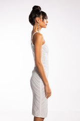 ALL IN ALL OVER RHINESTONE MIDI DRESS