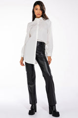 AMANDA OPEN BACK BUTTON DOWN BLOUSE