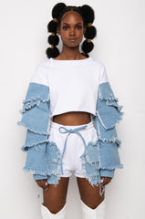 ALREADY BEST FRIENDS DENIM DETAIL SWEATSHIRT