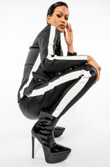 AMMO X AKIRA BIG BOOTY HIGH WAIST PLEATHER PANT WITH SIDE STRIPE