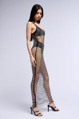 ANGEL RHINESTONE MESH MAXI DRESS