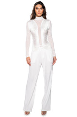 ANNIKA FRINGE DETAIL LONG SLEEVE MESH TOP