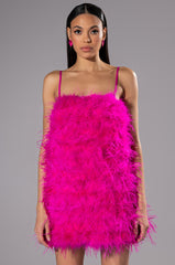 ANYTHING AND EVERYTHING STRAPLESS FEATHER MINI DRESS