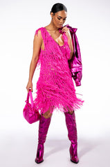 ANYTHING GOES FRINGE MINI DRESS