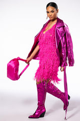 ANYTHING GOES FRINGE MINI DRESS