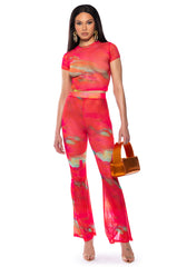 ARI PRINTED MESH FLARE LEGGING