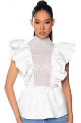 AURORA BEADED CHEST PANEL BLOUSE