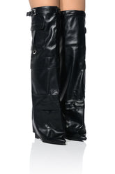 AZALEA WANG ALEXIA BLACK FOLD OVER WEDGE BOOT