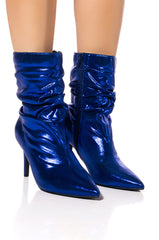 AZALEA WANG ARIELLA SCRUNCH STILETTO BOOTIE IN BLUE