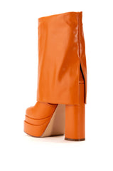 AZALEA WANG BABY FOLD OVER BOOTIE IN ORANGE