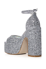 AZALEA WANG BALI GLITTER CHUNKY SANDAL IN SILVER
