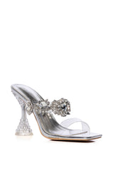AZALEA WANG BARBADOS CHUNKY MULE JEWEL PUMP IN SILVER