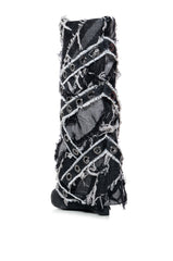 AZALEA WANG BARRACUDA BLACK DISTRESSED STRAPPY BOOTIE