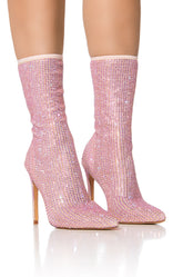 AZALEA WANG BEHIDA PINK SPARKLE SOCK BOOTIE
