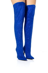 AZALEA WANG BELLA BLING STILETTO BOOT IN BLUE