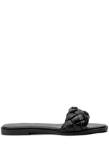 AZALEA WANG BODEGA BRAIDED FLAT SANDAL IN BLACK