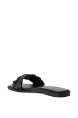 AZALEA WANG BODEGA BRAIDED FLAT SANDAL IN BLACK