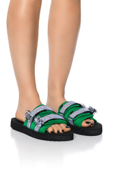 AZALEA WANG BOKA SLIP ON FLAT SANDAL IN GREEN