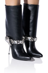 AZALEA WANG BRIAR PEEP TOE FOLD OVER BOOTIE IN BLACK