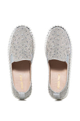 AZALEA WANG BRITTANY SILVER RHINESTONE SNEAKER