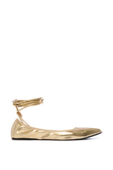 AZALEA WANG CACIO GOLD LACE UP BALLET FLAT