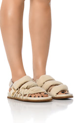 AZALEA WANG CAPTIVATING PUFFY FLAT SANDAL IN BONE