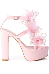 AZALEA WANG CATERINA CHUNKY SANDAL WITH BOW IN PINK