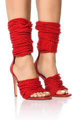 AZALEA WANG CHARLENE RED KNOTTED SANDAL