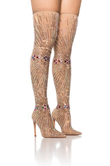 AZALEA WANG CHEVELLE MESH EMBELLISHED BOOT IN MULTI