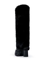 AZALEA WANG COCO FUR FOLD OVER BOOT IN BLACK