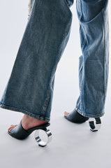 AZALEA WANG CORABEL BLACK CIRCULAR HEEL SANDAL