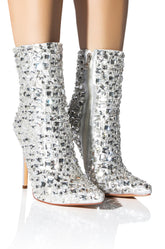AZALEA WANG ASIA STILETTO BOOTIE WITH GEMS IN SILVER