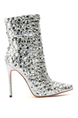 AZALEA WANG ASIA STILETTO BOOTIE WITH GEMS IN SILVER