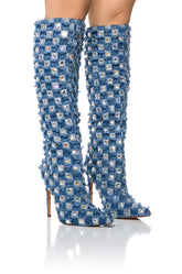 AZALEA WANG EVE DISTRESSED DENIM BOOT