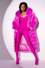 AZALEA WANG FAUX FUR PANEL HOODED TRENCH